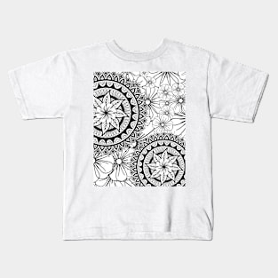 Mandalas over flowers Kids T-Shirt